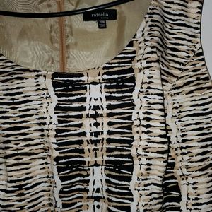 Print dress  white, black & tan